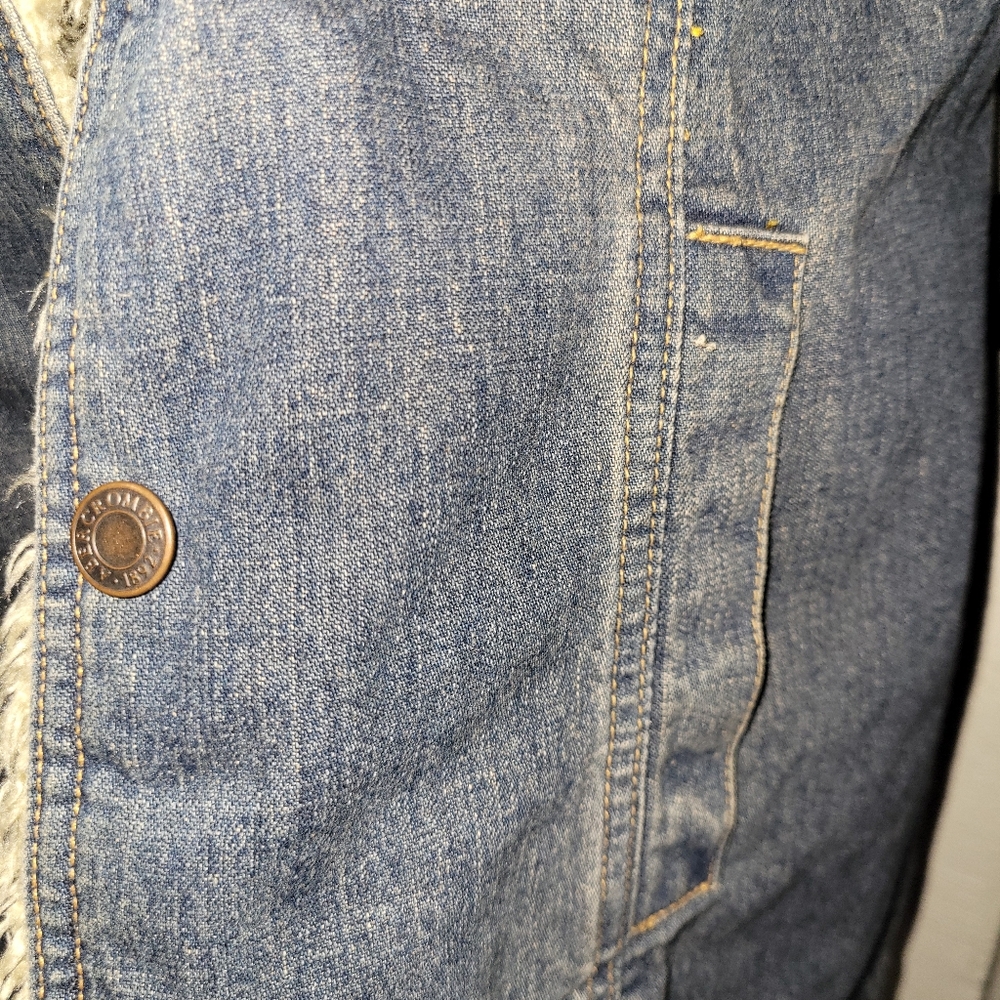 Abercrombie & Fitch Denim Faux Fur Jacket S - Picture 4 of 6